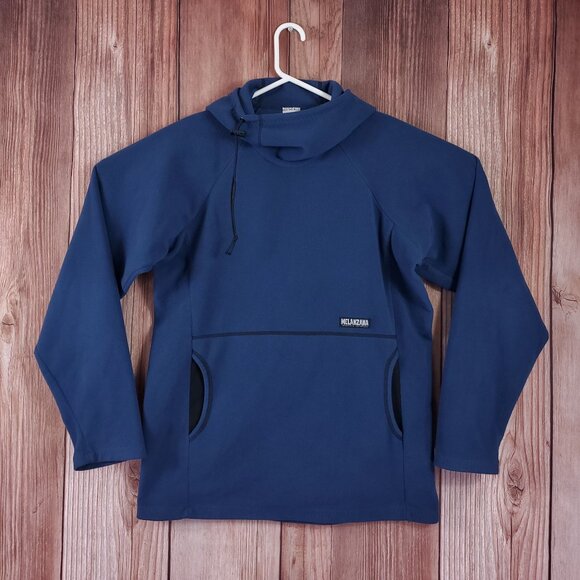 *READ* Melanzana Mens Size Medium Wind Pro Hoodie Navy Blue Fleece Outdoors - Picture 1 of 15